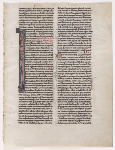 Initial I: Entwined Beast and Serpent: Leaf from a Bible (2 av 2 utskurna löv) av Unknown artist