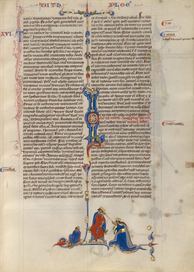 Initial L: Ester inför kung Ahausuerus av Unknown artist