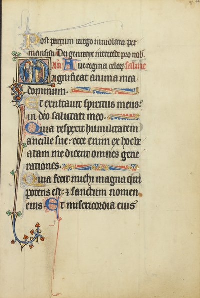 Initial M: Jungfru Maria med barnet och ett helgon av Unknown artist