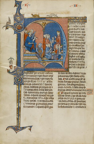 Initial N: Kung Jakob I av Aragonien övervakar en domstol av Unknown artist