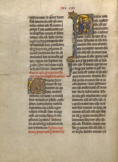 Initial P: Sankt Paulus ger en bok till en budbärare av Unknown artist