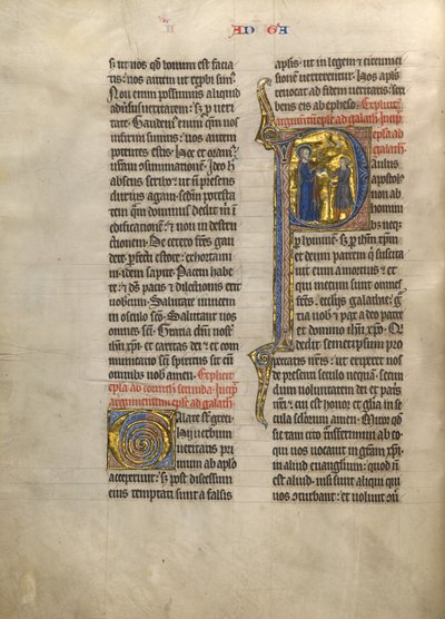 Initial P: Sankt Paulus ger en bok till en budbärare av Unknown artist