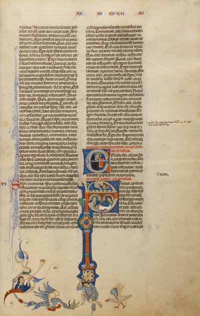 Initial P: Sankt Paulus ger ett brev till en budbärare av Unknown artist