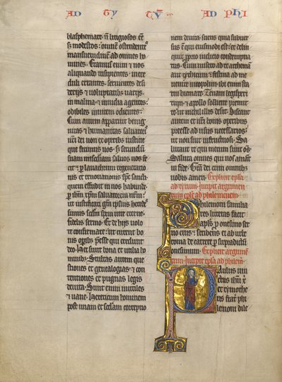Initial P: Saint Paul med en bok av Unknown artist
