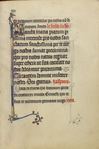 Initial S: Jungfru Maria och Kristus som visar sina sår av Unknown artist