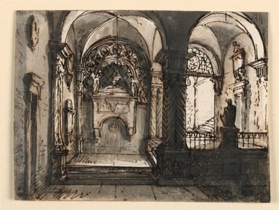 Interiör av kyrklig byggnad av Unknown artist