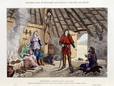 Interiör av galliska bostäder - i "Frankrike och fransmännen genom århundradena"" av Unknown artist