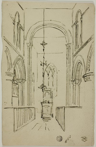 Interiör av en katedral av Unknown artist