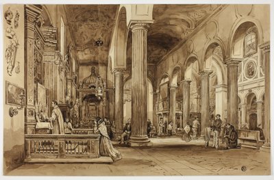 Interiör från en katedral i södra Italien av Unknown artist