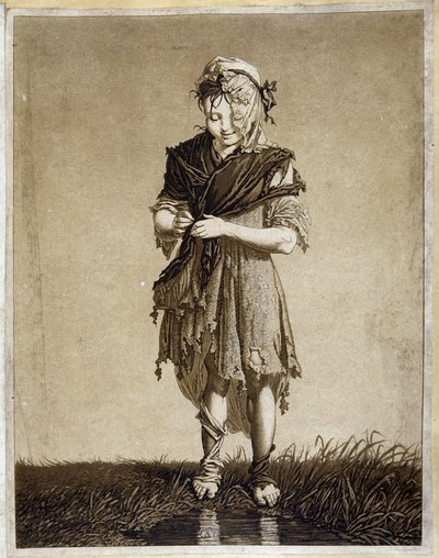 Irländsk flicka - gravyr av Unknown artist