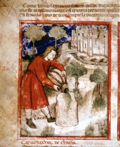 Jacob. Sida av ett manuskript från Pentateuchen. 1300-talet. av Unknown artist