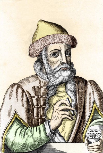 Johannes Gutenberg (1400-1468), tysk boktryckare. av Unknown artist
