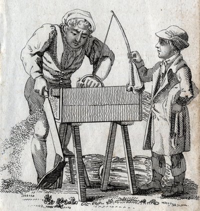 Snickare och lärling. Gravyr sent 1700-tal. Privat samling. av Unknown artist