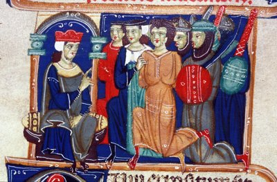 Dom av en brottsling. 1300-talsmanuskript. Biblioteca Braidense, Milano. av Unknown artist
