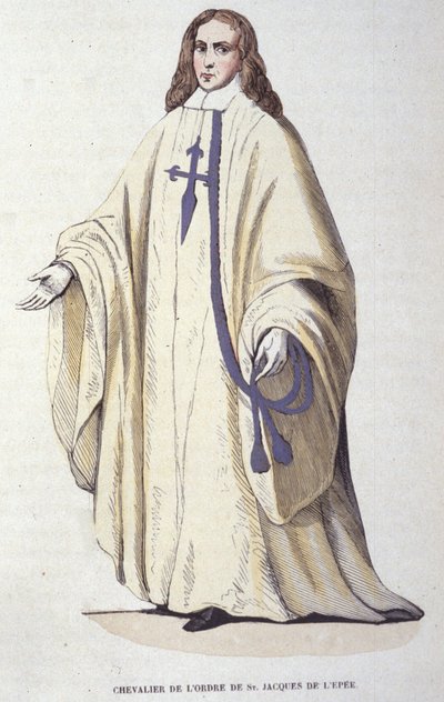 Riddare av Sankt Jakobs orden av Svärd, militärordning grundad i Spanien 1170. Gravyr från 1800-talet. av Unknown artist
