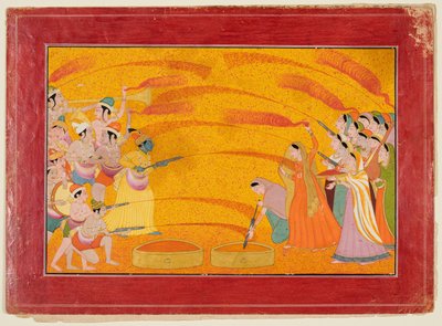 Krishna firar Holi av Unknown artist