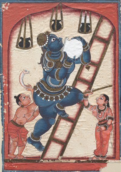 Krishna stjäl ostmassa av Unknown artist