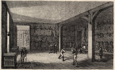 Ecole Polytechnique i Paris 1873 - Fäktningrummet - Gravyr från 1873 i "Le monde illustrious"" av Unknown artist