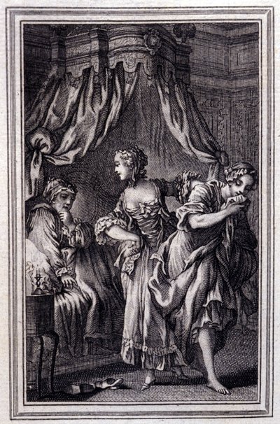 La Chageure des trois commerces- i ""Berättelser och noveller på vers"" av Jean La Fontaine. 1762. av Unknown artist