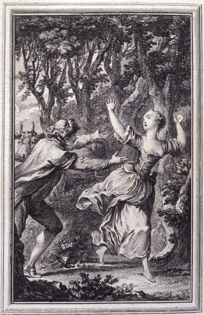 La Clochette- i ""Berättelser och noveller på vers"" av Jean La Fontaine. 1762. av Unknown artist