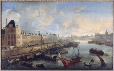 La Grande Galerie du Louvre, le Pont-Neuf, la Cité, le collège des Quatres-Nations, ca 1670, vid Seine den kungliga galären, nuvarande 1:a och 6:e arrondissementen, mellan 1670 och 1685 (olja på duk) av Unknown artist