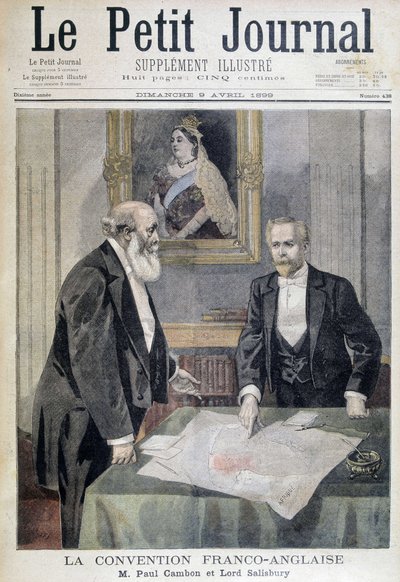Den fransk-engelska konventet: Mr. Paul Cambon och Lord Salisbury - i "" Le PetitJournal"" av 1899-04-09 av Unknown artist