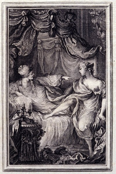 Den förälskade kurtisanen- i ""Berättelser och noveller på vers"" av Jean La Fontaine. 1762. av Unknown artist