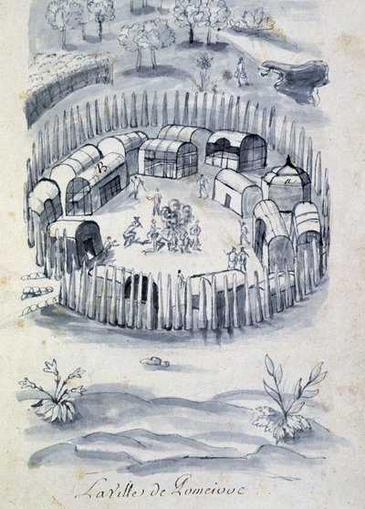 Staden Pomeivue (koloniläger i Kanada) - i "" Dialog eller intervju av en fransman med en vilde" av Unknown artist