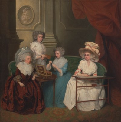 Lady Jane Mathew och hennes döttrar av Unknown artist