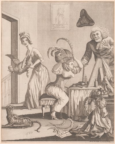 Lady förbereder sig för kvällen på en bal av Unknown artist