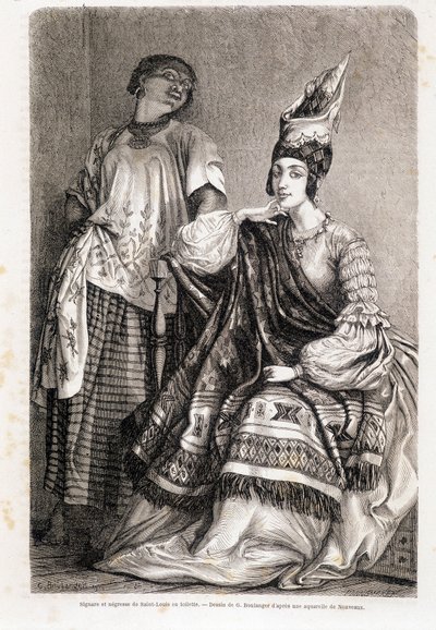 Lady and Negress of Saint Louis på toaletten - i "" Le Tour du Monde"" av Unknown artist