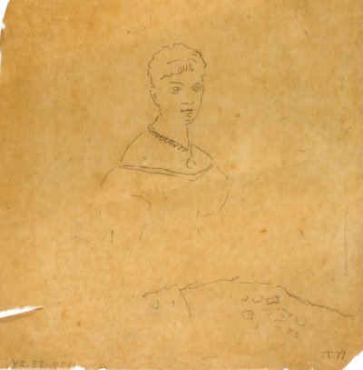 Dam i aftonklänning med Venus de Milo-figur av Unknown artist