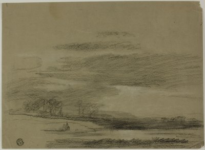 Landskap med solen som bryter igenom moln av Unknown artist