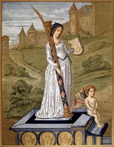 Laure leder kärleken till kyskhetens tempel (Laura de Noves av Unknown artist