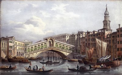 Le pont Rialto - i "" Album med de viktigaste utsikterna över Venedig", ill. av Marco Moro, red. Gio Brizeghel, v.1840 av Unknown artist