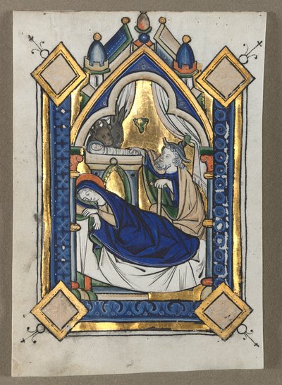 Blad utskuret från en psalter: Födelsekyrkan av Unknown artist