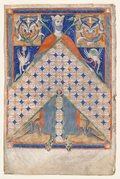 Blad från Gratianus Decretum: Table of Consanguinity av Unknown artist
