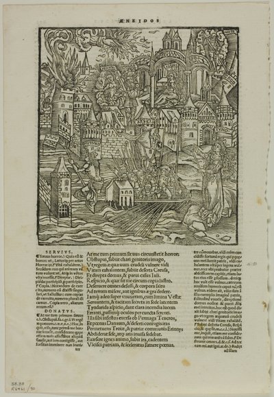 Blad från Opera av Virgilius (efter Strasbourg Virgil, 1502), plåt 90 från träsnitt från XVI-talets böcker av Unknown artist