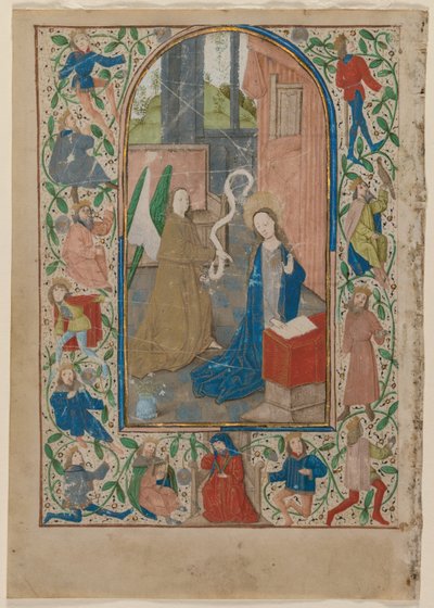 Leaf from a Book of Hours: The Annunciation (recto) av Unknown artist