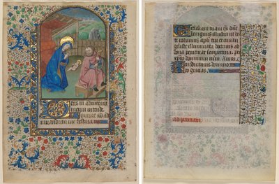Blad från en timbok: Födelsekyrkan (recto) och text (verso) av Unknown artist