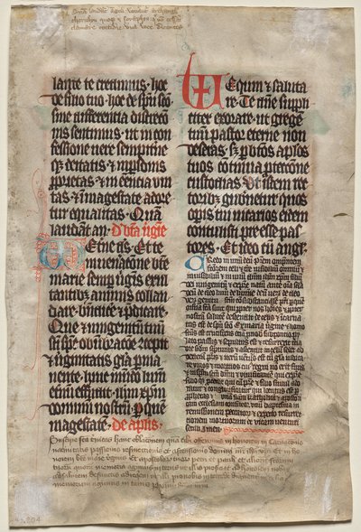 Blad från ett missal: Text (verso) av Unknown artist