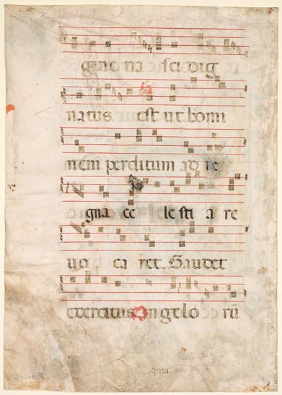 Leaf from an Antiphonary: Musik (verso) av Unknown artist