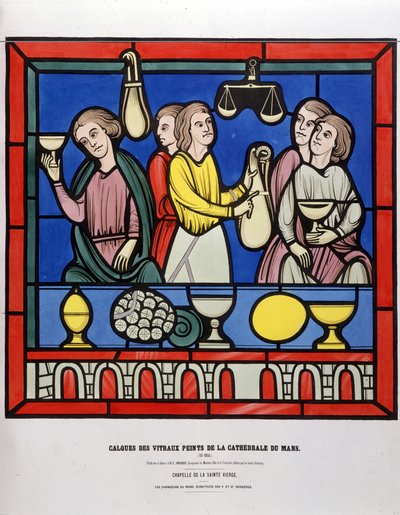 Växlare på Le Mans - Målat glasmålning från Cathedrale du Mans av Unknown artist