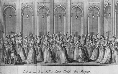 De trettiotvå flickorna i sipirernas gång - i "Les filles du Palais Royal", frontispice, volym I, red. London av Unknown artist
