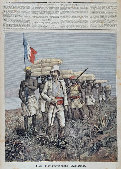 Löjtnant Mizon chefer för en prospekteringskolonn i Centralafrika - i "" Le petit journal"" av 1892-07-09 av Unknown artist