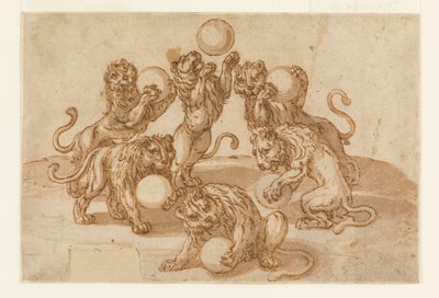 Lions jonglerar med Medici-bollarna av Unknown artist
