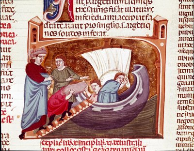 Att lasta ett skepp vid tiden för kejsar Justinianus (miniatyr av Unknown artist