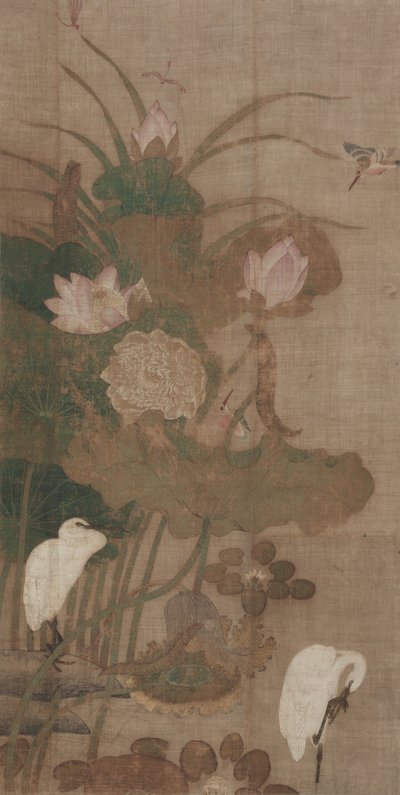 Lotus, insekter och fåglar av Unknown artist