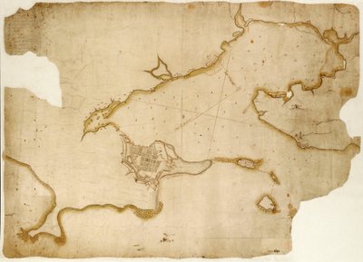 Louisburgs fästning och hamn, Cape Breton, ca 1745 (manuskript) av Unknown artist