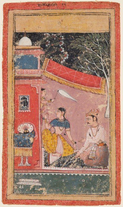 Älskare på den terrassen: Ramakali Ragini från Hinda, från den där Bandi Ragamala av Unknown artist